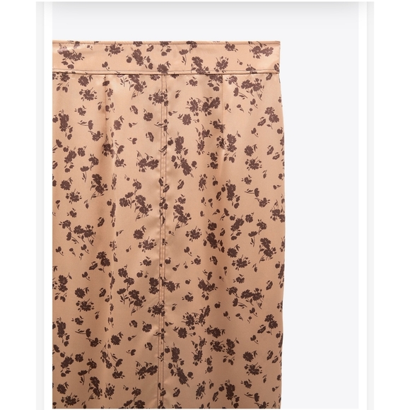 NWT Zara Satin Croped Top and Midi Skirt Set in Copper - Picture 4 of 13